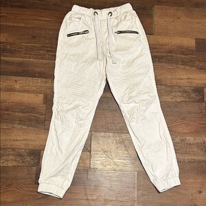Vibe Men's White Joggers with Zipper Details - Slim Straight Medium